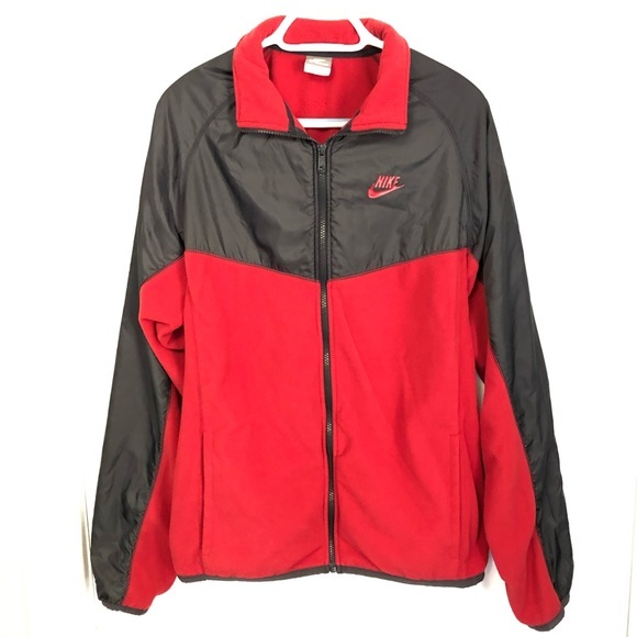 Nike Other - NIKE FLEECE DENALI VINTAGE SWOOSH LOGO Y2K JACKET LARGE RED GREY MENS LARGE BRED